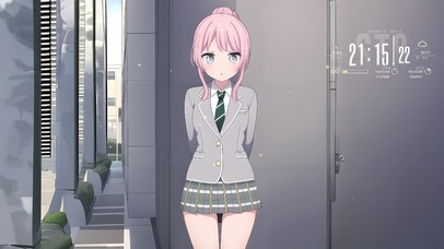 唯美校园粉发少女