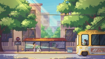 4K唯美治愈公交站台