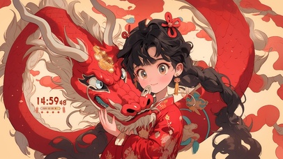 可爱古风萝莉和萌龙