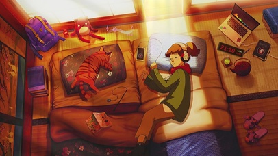 休憩(4k唯美治愈带时间)(动漫动态壁纸) - 动态壁纸下载 - 元气壁纸