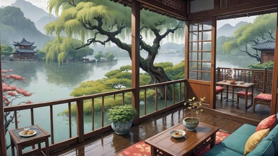 小屋听雨