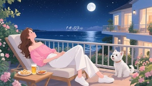 海边夜晚露台