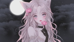 4k月下猫耳少女