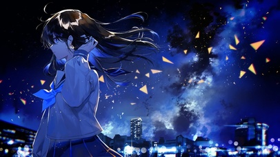 夜晚吹风的少女