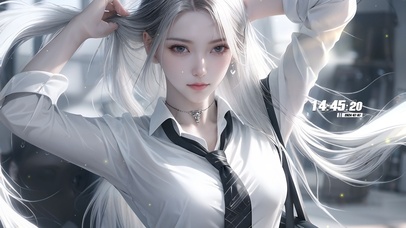 唯美清纯白发都市美女