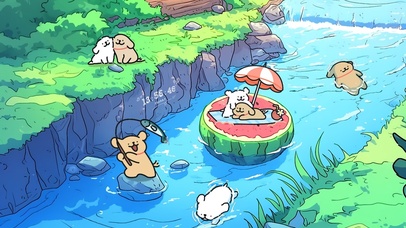 可爱线条小狗夏日漂流