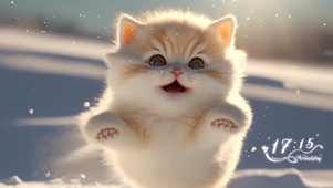 可爱雪中猫咪