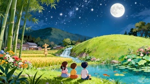 儿时乡下赏月时光