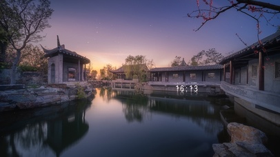 古风落叶黄昏庭院