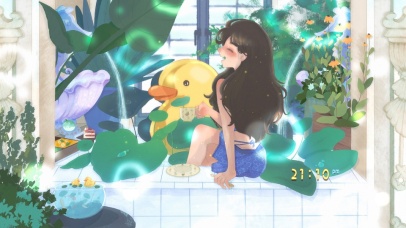 治愈小黄鸭浴室女孩