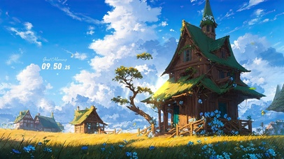 护眼蓝天白云治愈风景