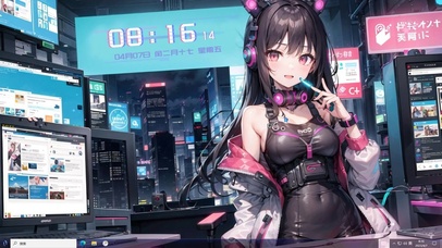 4k赛博朋克都市可爱美少女