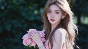 手捧鲜花的美女