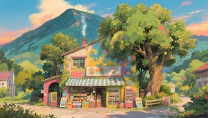山间晚霞便利店