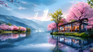樱花湖泊庭院