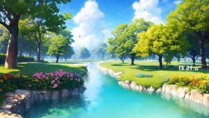 浪漫清新湖景