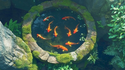 小院一角水池中的锦鲤