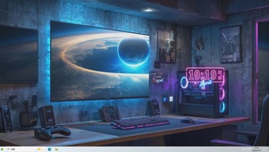 宇宙星云科幻房间桌面主题