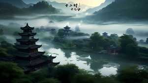 唯美山间阁楼
