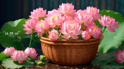 4K清新荷花花篮