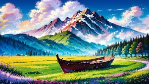 草地上的小船