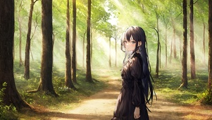 绿色森林美女