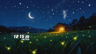 夜晚房屋树木绿景