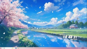 白云树木河流桌面主题