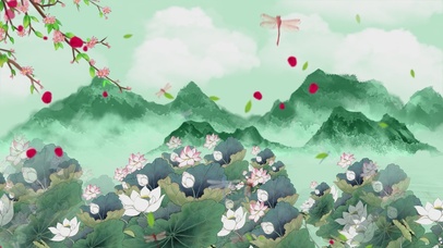 唯美的中国风水墨荷塘