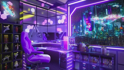 4k赛博朋克霓虹房间