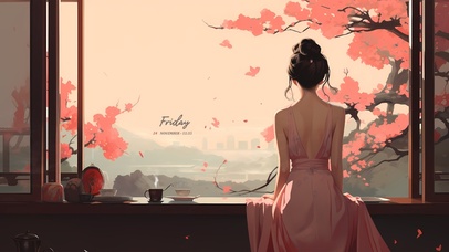 唯美少女背影