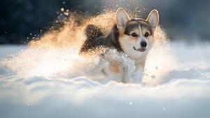 雪中柯基
