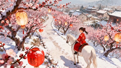 古风少女与白马