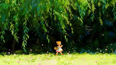 唯美绿叶下女孩