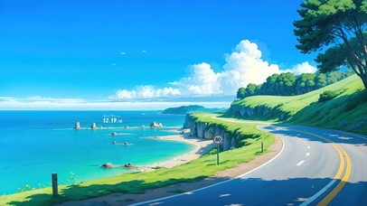 4K唯美春天海景公路