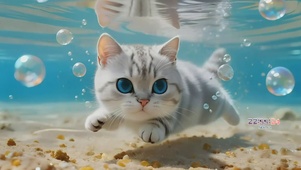 水中可爱猫咪