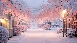 浪漫雪景街道