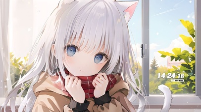 窗边可爱猫耳少女