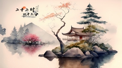 唯美湖畔春雨美景