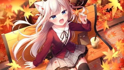 枫叶中的美少女