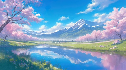 春天樱花河畔