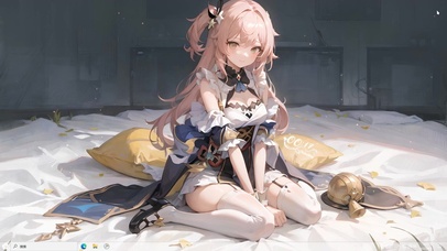 4k白丝粉毛跪坐美少女抱枕