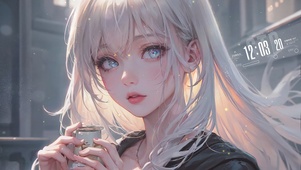 可爱白发街头少女