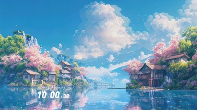 护眼蓝天白云树木