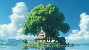 护眼治愈湖上小屋