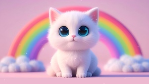 3D白色小奶猫