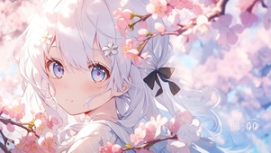 樱花树白发少女