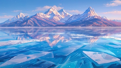 冰冻的贝加尔湖冰面