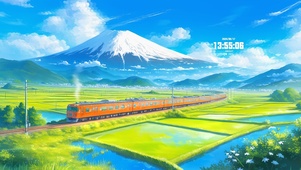 稻田间的列车