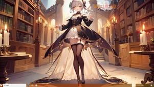 4k图书馆白毛黑丝美少女